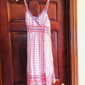 ROBERTA ROLLER RABBIT Summer Dress White Aztec V-Neck Beach Hippie Flare XS